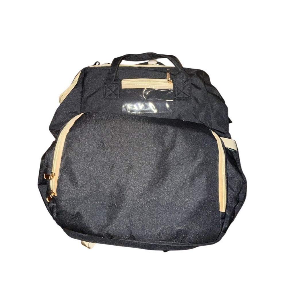 Black & Gold 3-in-1 Baby Diaper‎ Bag Backpack Portable Bassinet Changing Station